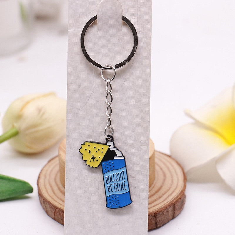 Blue Spray Can alloy illustrated bag charm; bag not included