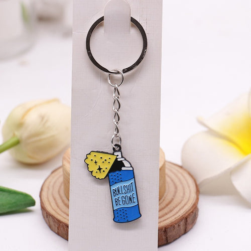 Blue Spray Can alloy illustrated bag charm; bag not included