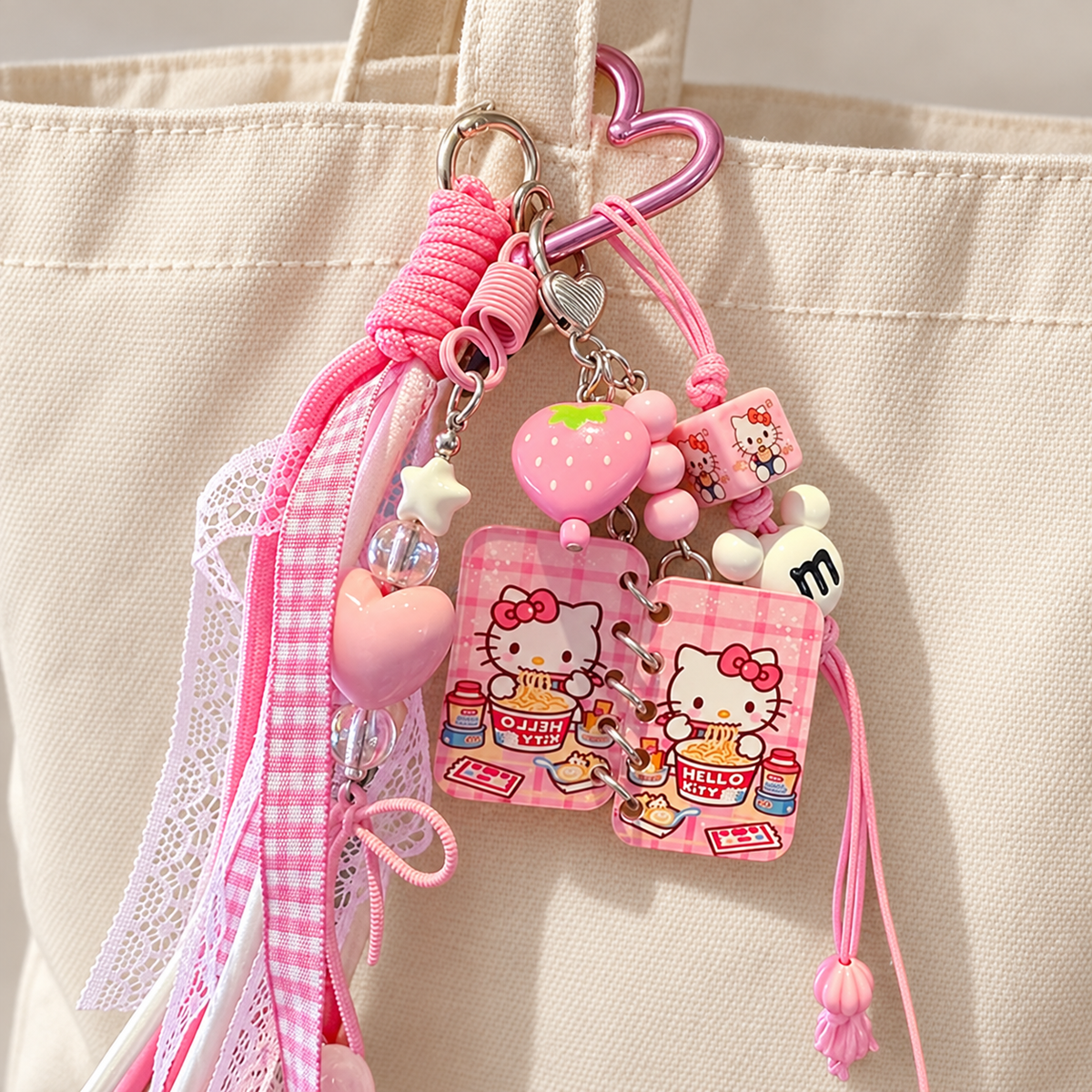 Bag charm styled on a bag; bag not included
