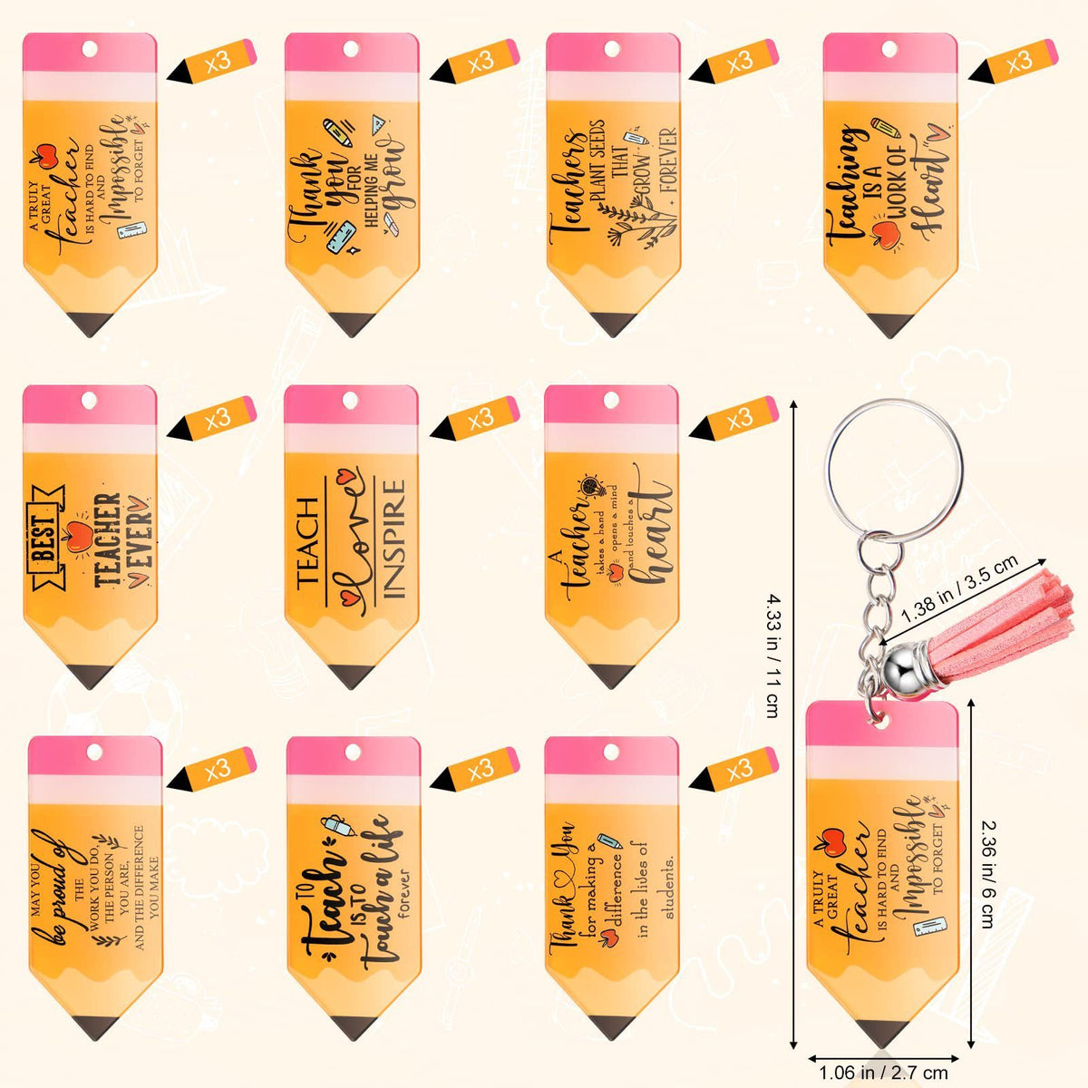 Pencil Tassel Charm