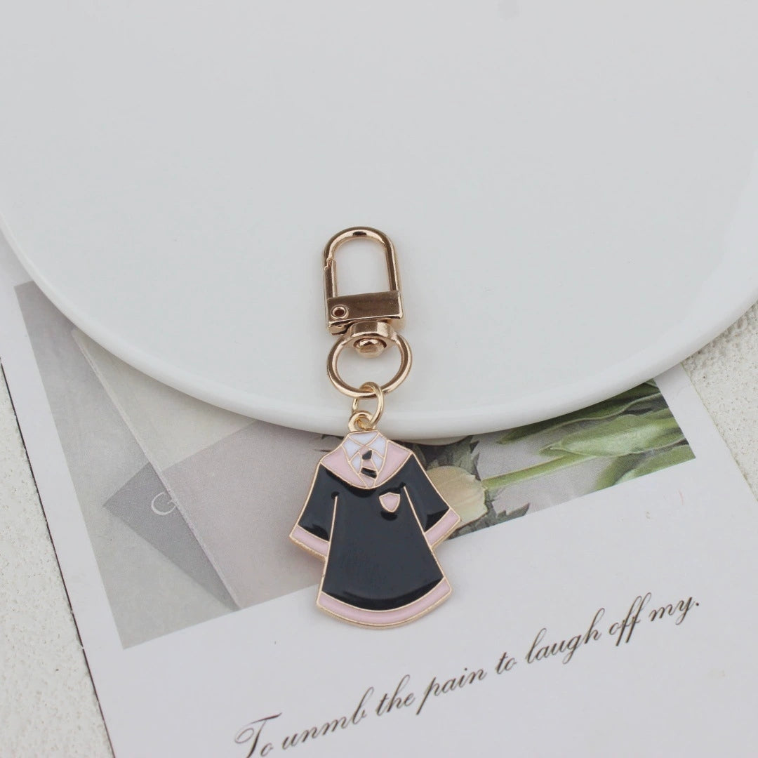 Enamel School Robe Bag Charm — Pink