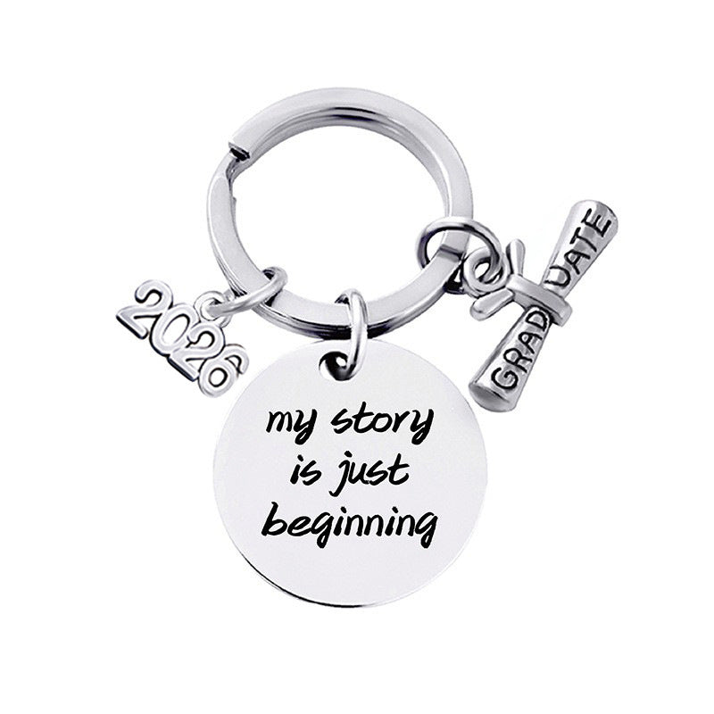 2026 Graduation Message Bag Charm — My Story Is Just Beginning / Silver-tone