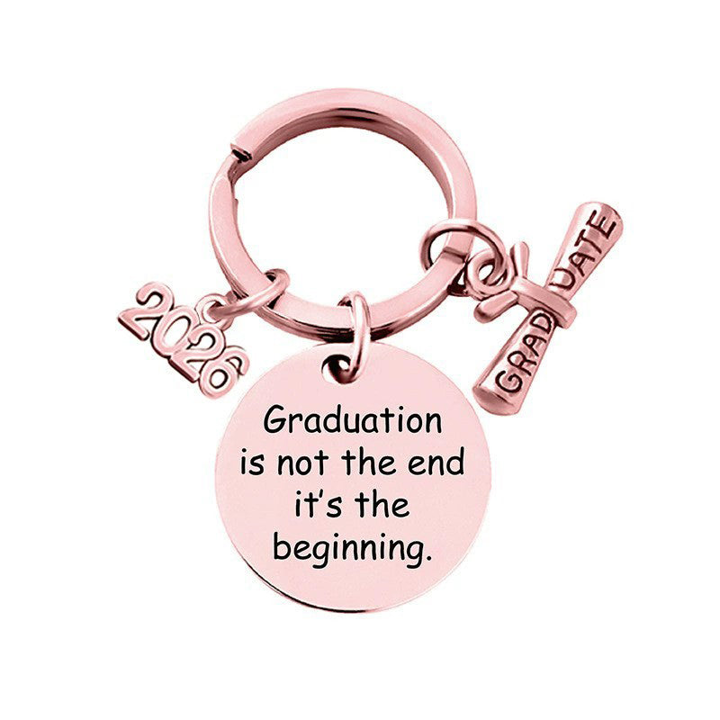 2026 Graduation Message Bag Charm — Graduation Is Just the Beginning / Rose Gold-tone