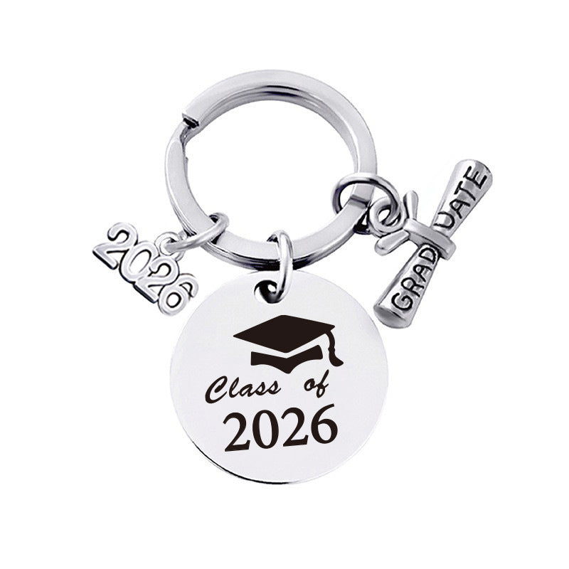 2026 Graduation Message Bag Charm — Class of 2026 — Script / Silver-tone
