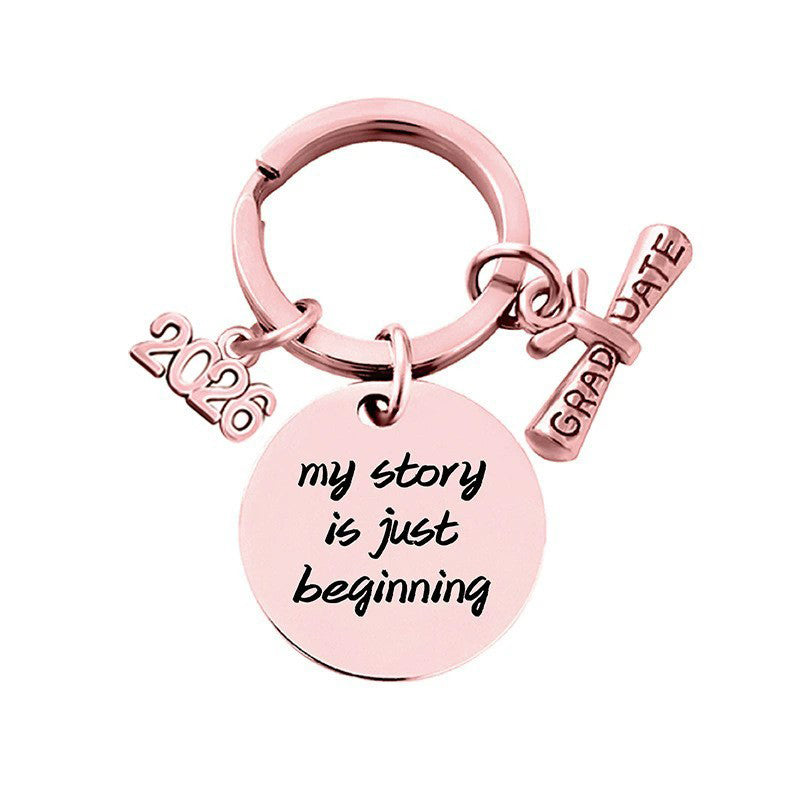 2026 Graduation Message Bag Charm — My Story Is Just Beginning / Rose Gold-tone