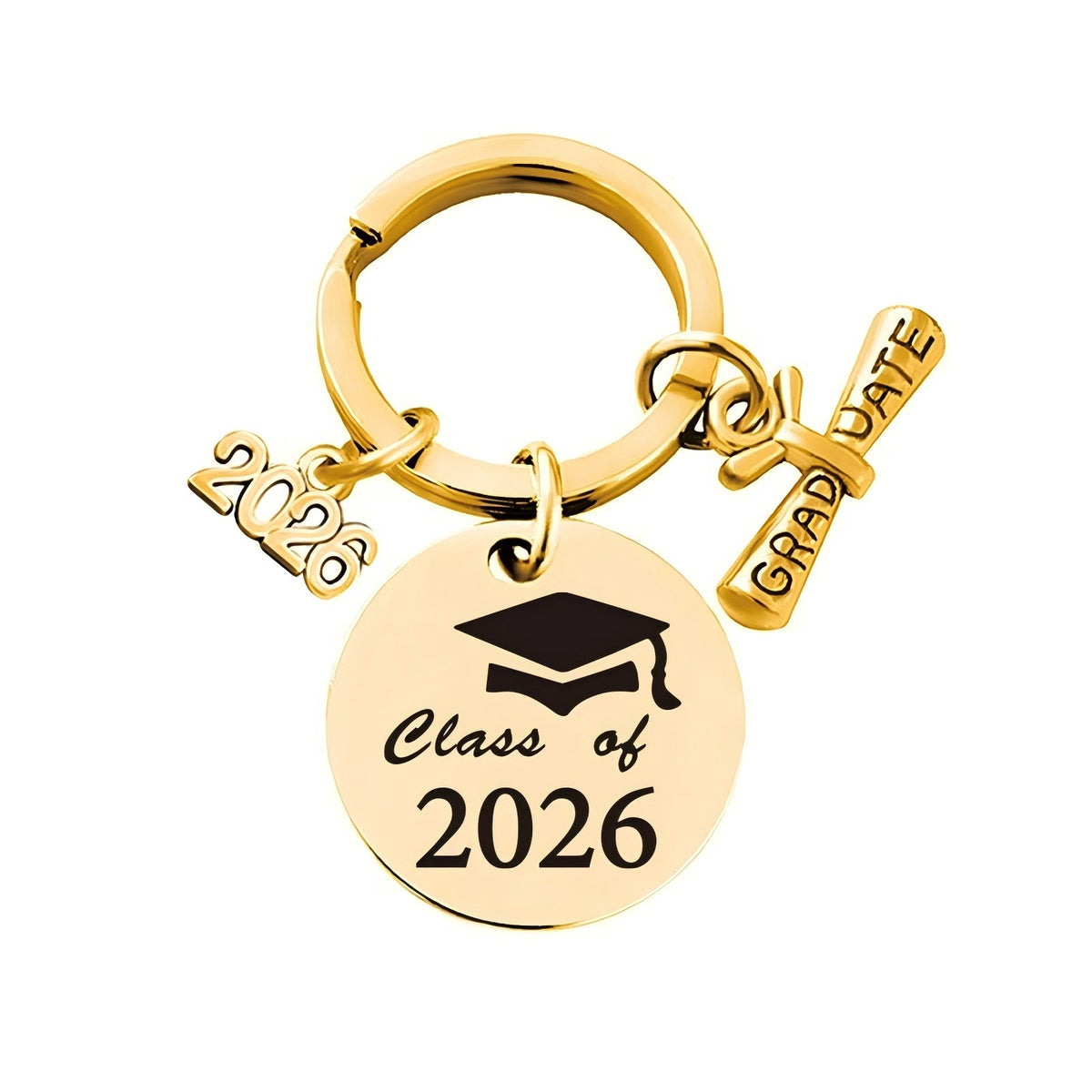 2026 Graduation Message Bag Charm — Class of 2026 — Script / Gold-tone