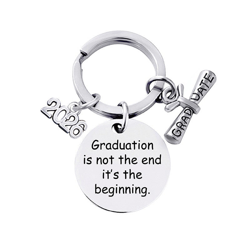 2026 Graduation Message Bag Charm — Graduation Is Just the Beginning / Silver-tone