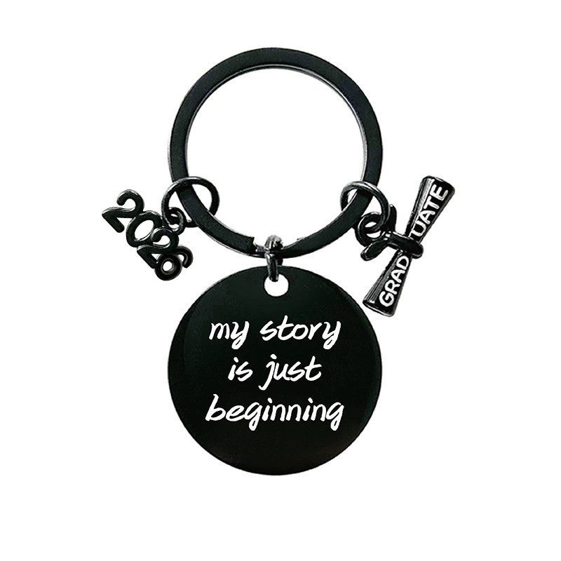 2026 Graduation Message Bag Charm — My Story Is Just Beginning / Black