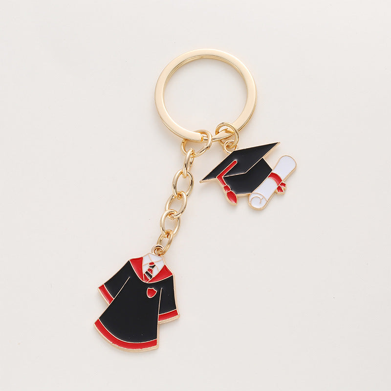 Graduation Robe & Cap Bag Charm — Red