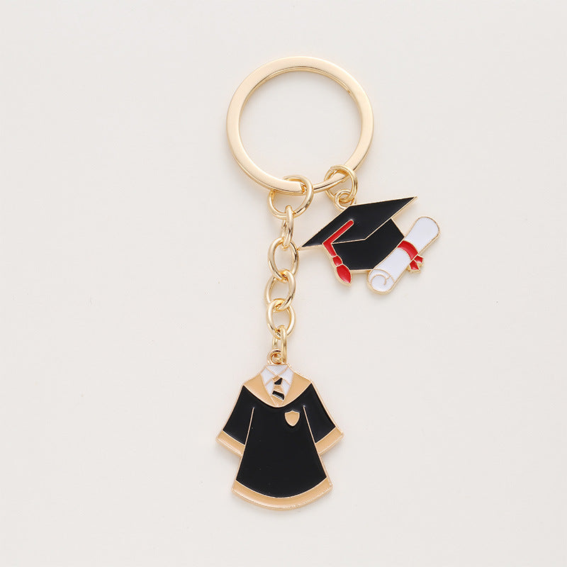 Graduation Robe & Cap Bag Charm — Gold