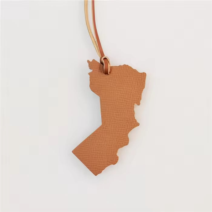 Oman Map Bag Charm — Brown