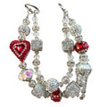Ruby Heart Beaded Bag Charm Pair