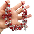 Red Sparkle Beaded Bag Charm Pair