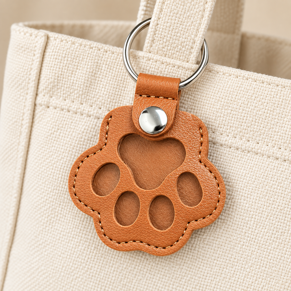 Paw Print Fur Keepsake Bag Charm styled on a bag; bag not included
