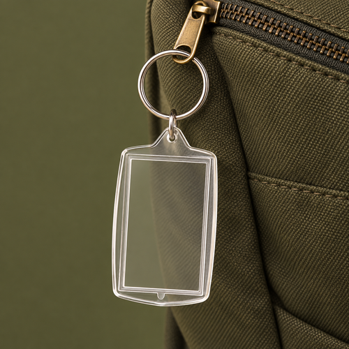 Clear Photo Insert Bag Charm styled on a bag; bag not included