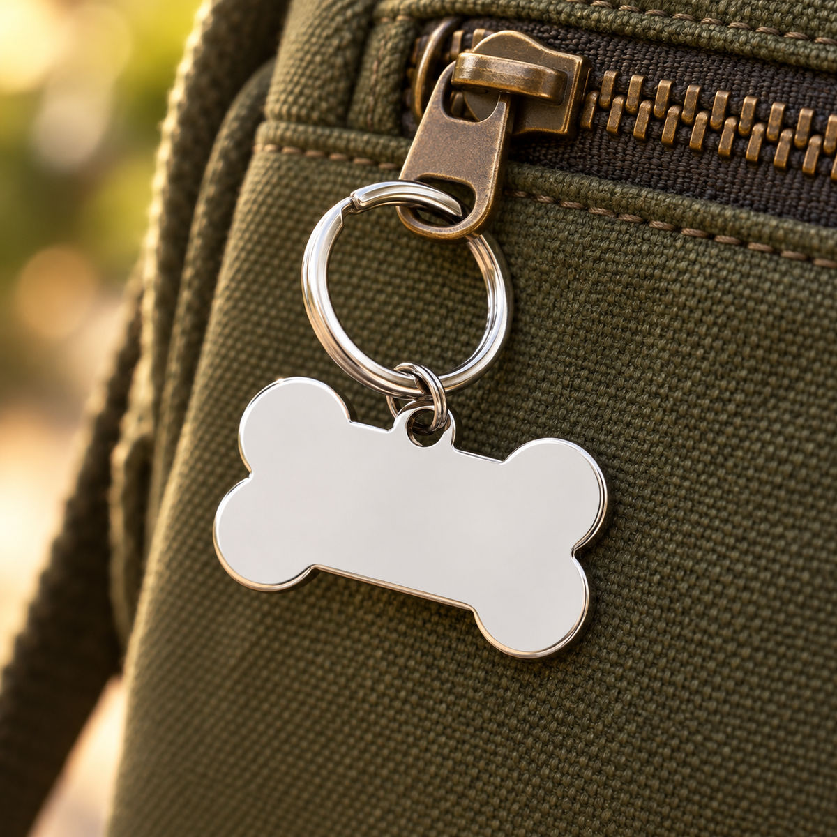 Bone Tag Bag Charm styled on a bag; bag not included