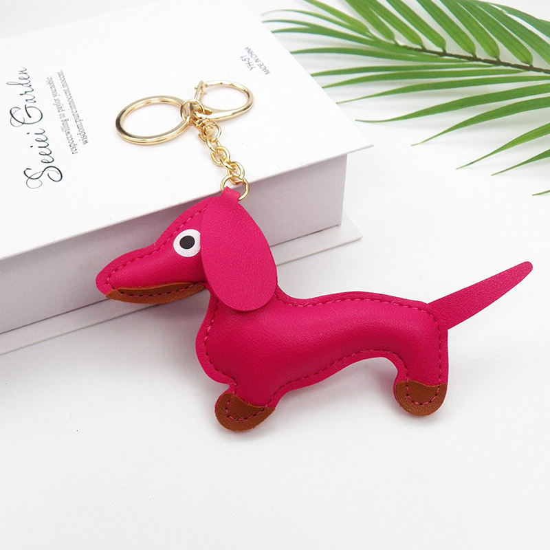 Dog Leather Heart and Dachshund Bag Charm