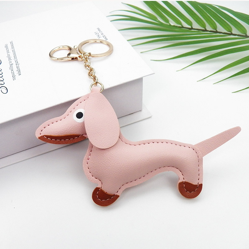 Dog Leather Heart and Dachshund Bag Charm