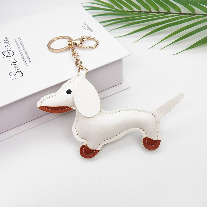 Dog Leather Heart and Dachshund Bag Charm