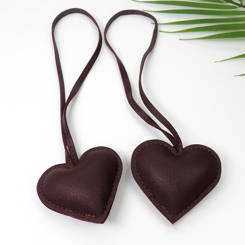 Dog Leather Heart and Dachshund Bag Charm