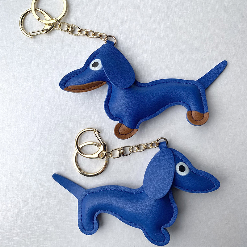 Dog Leather Heart and Dachshund Bag Charm