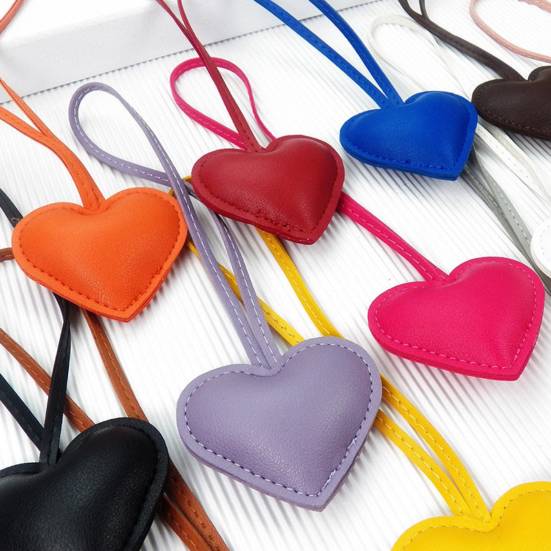 Dog Leather Heart and Dachshund Bag Charm
