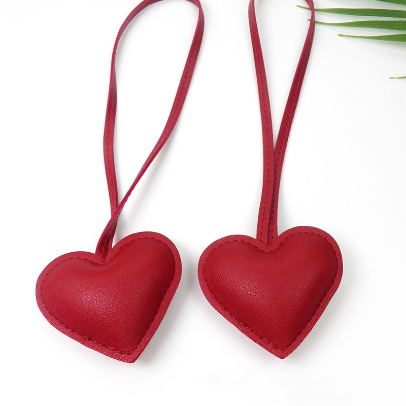 Dog Leather Heart and Dachshund Bag Charm