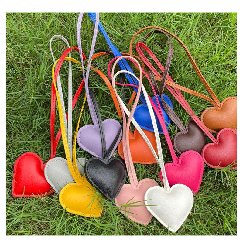 Dog Leather Heart and Dachshund Bag Charm