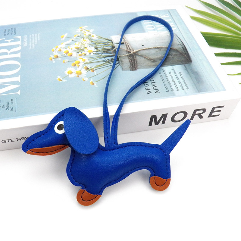 Dog Leather Heart and Dachshund Bag Charm