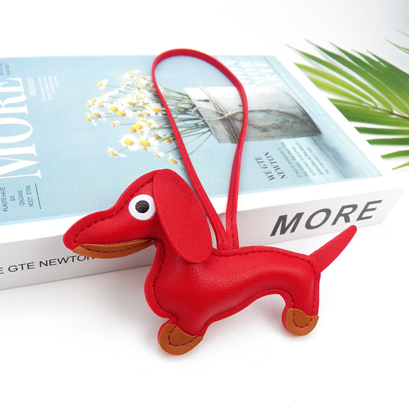 Dog Leather Heart and Dachshund Bag Charm