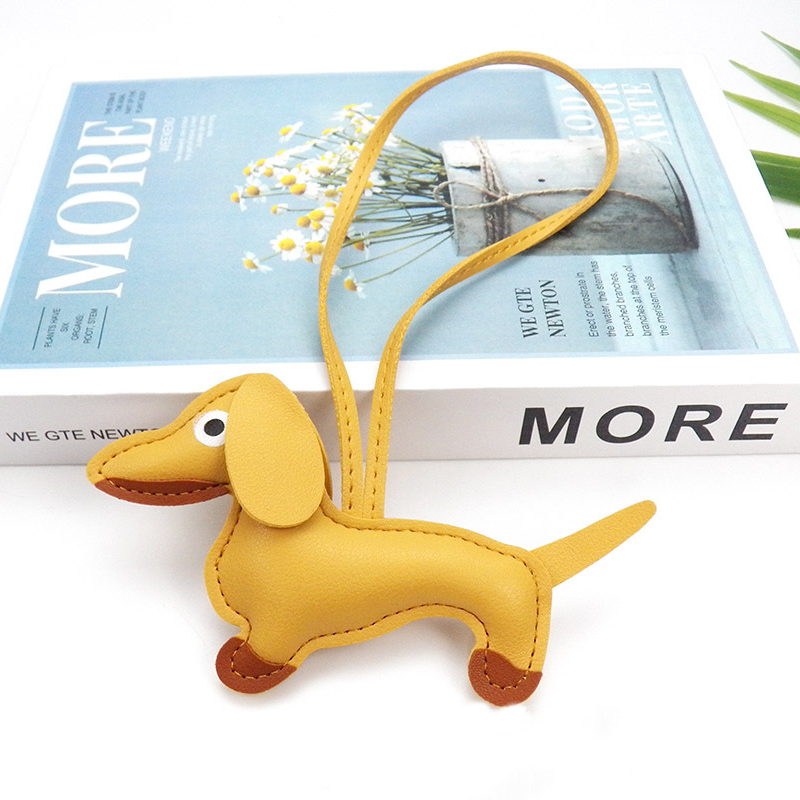Dog Leather Heart and Dachshund Bag Charm