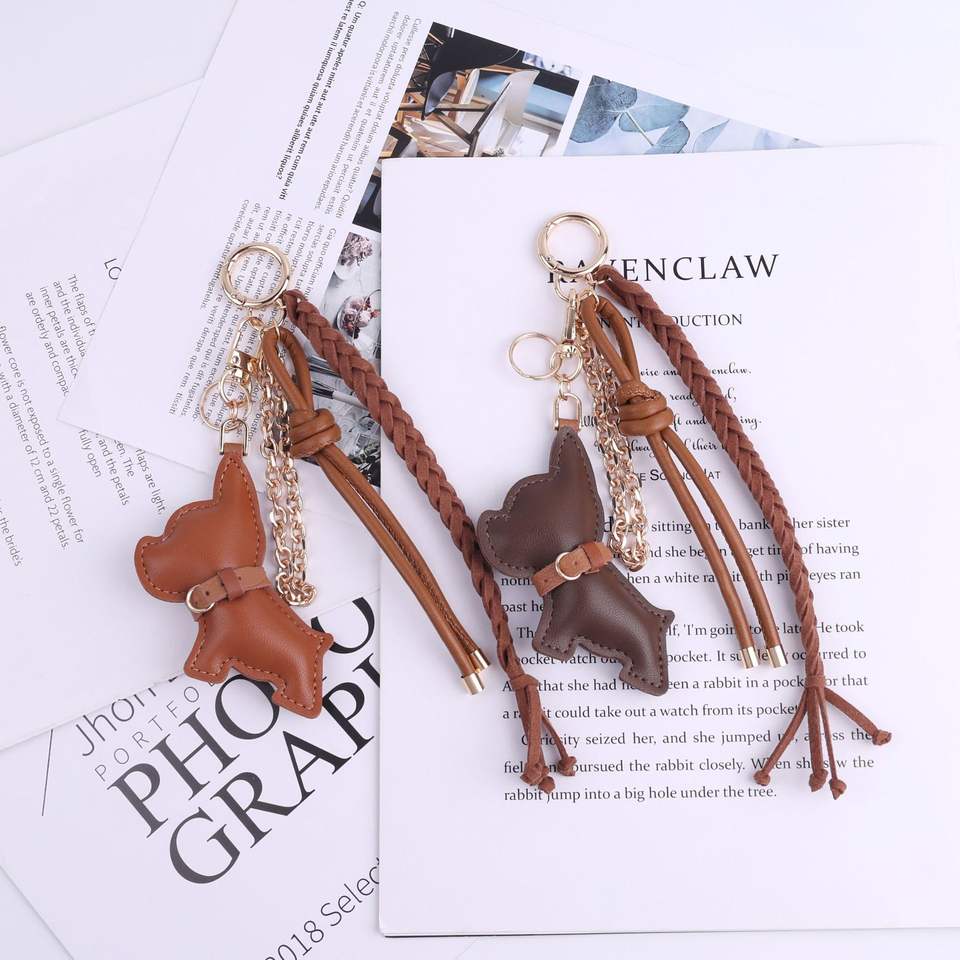 PU Leather French Bulldog Bag Charm