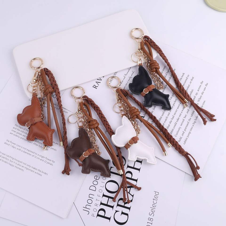 PU Leather French Bulldog Bag Charm