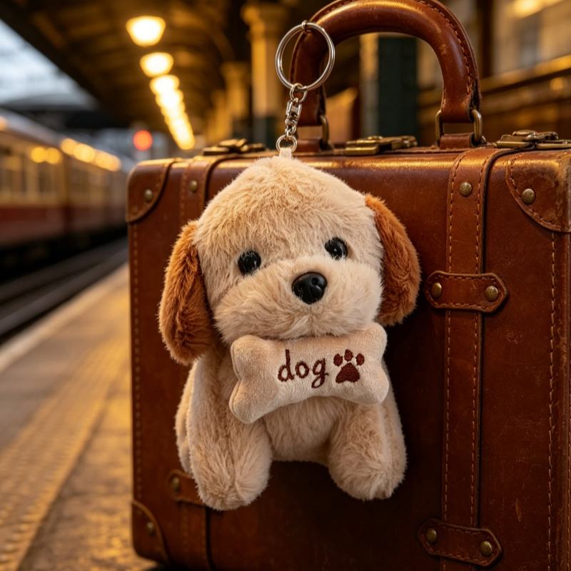 Light Brown Plush Dog and Backpack Bag Charm