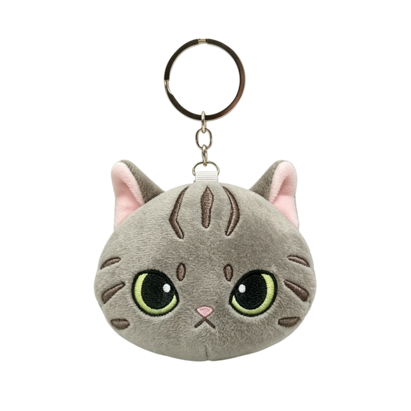 Plush Cat with Pp Cotton Filling and Embroidered Bag Charm