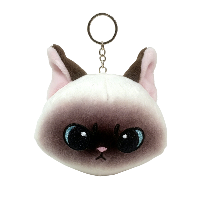 Plush Cat with Pp Cotton Filling and Embroidered Bag Charm