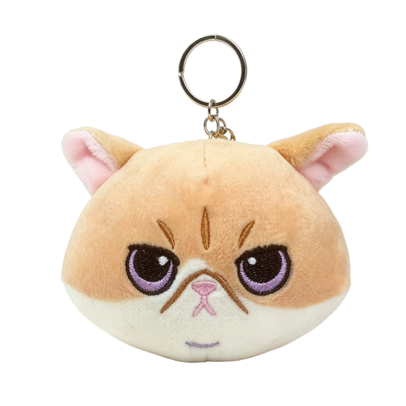 Plush Cat with Pp Cotton Filling and Embroidered Bag Charm