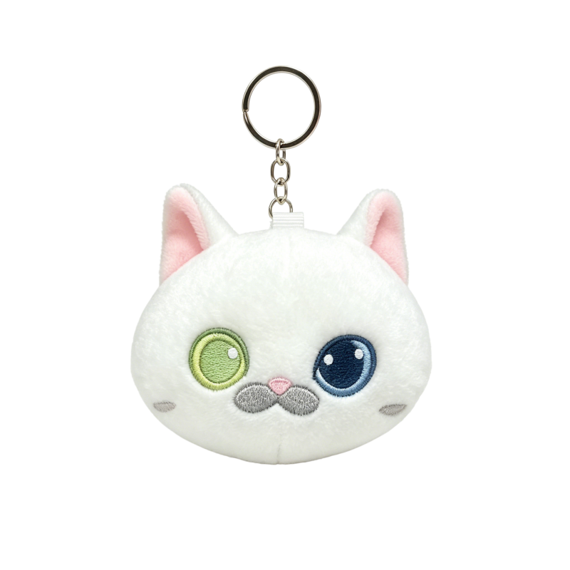 Plush Cat with Pp Cotton Filling and Embroidered Bag Charm