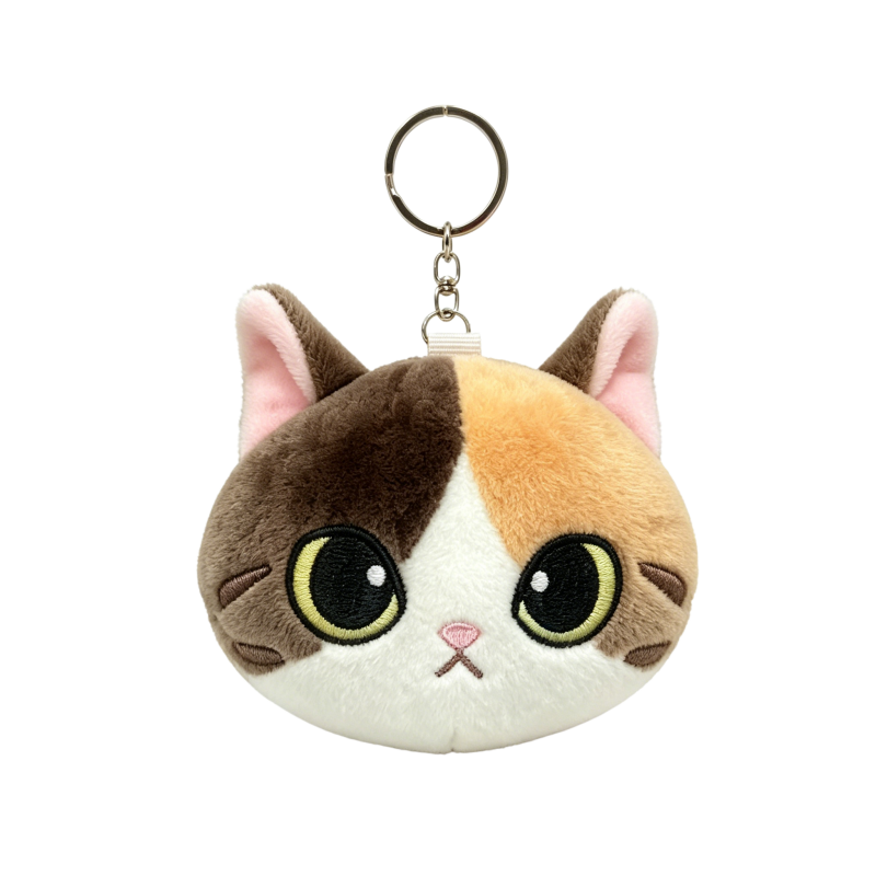 Plush Cat with Pp Cotton Filling and Embroidered Bag Charm