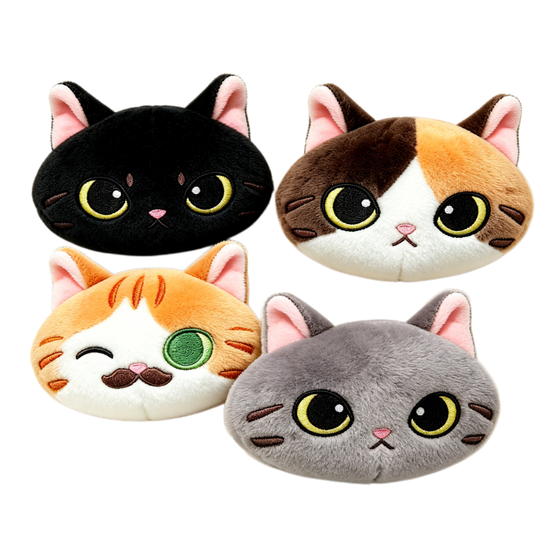 Plush Cat with Pp Cotton Filling and Embroidered Bag Charm