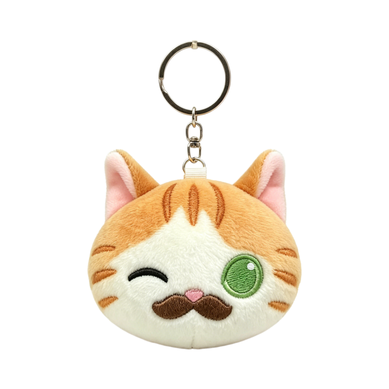 Plush Cat with Pp Cotton Filling and Embroidered Bag Charm