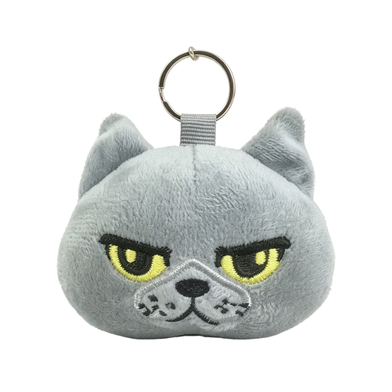 Plush Cat with Pp Cotton Filling and Embroidered Bag Charm