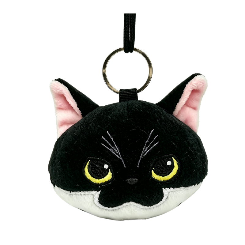 Plush Cat with Pp Cotton Filling and Embroidered Bag Charm
