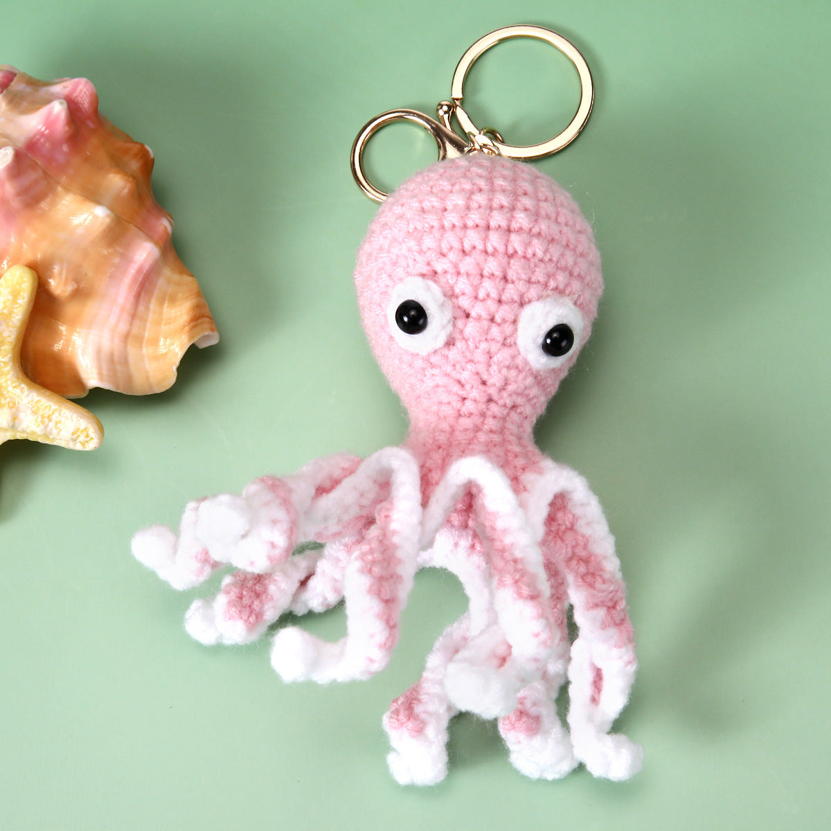 Blue Crochet Animal Face Plush and Bag Charm