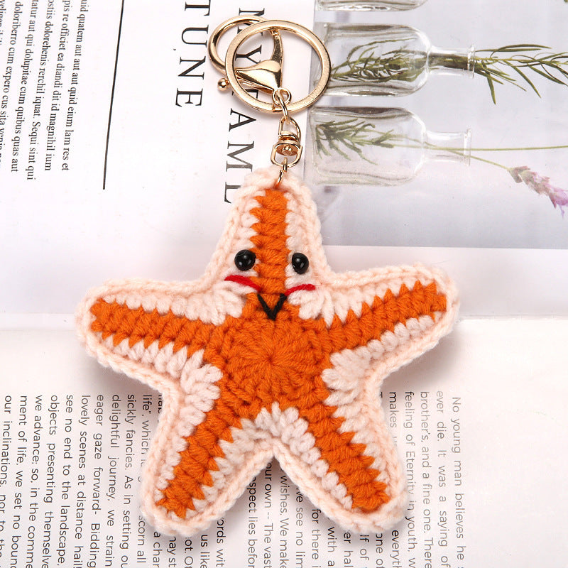 Blue Crochet Animal Face Plush and Bag Charm