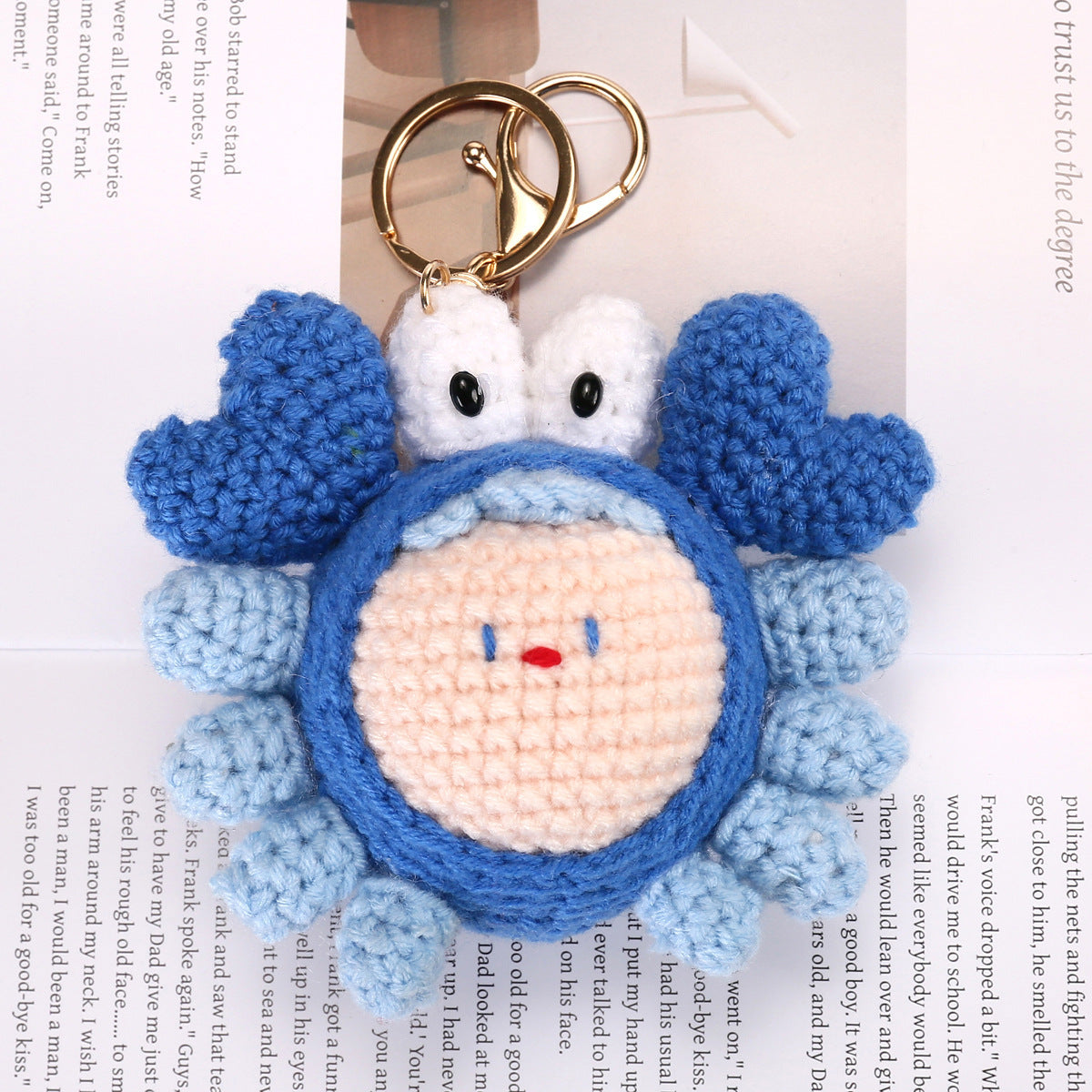 Blue Crochet Animal Face Plush and Bag Charm