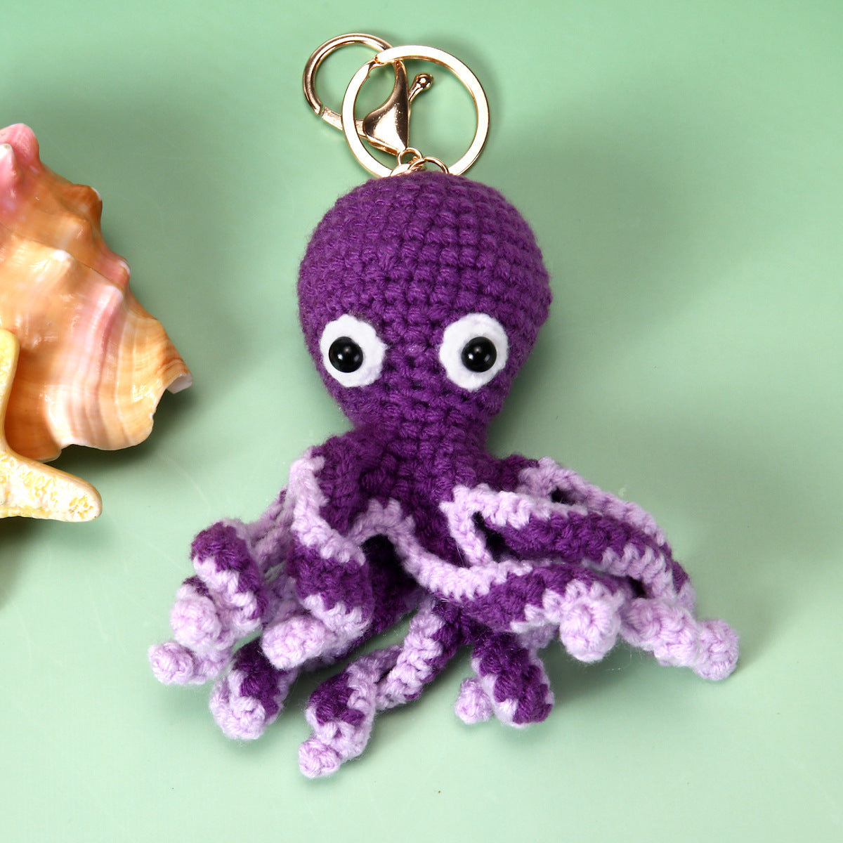 Blue Crochet Animal Face Plush and Bag Charm
