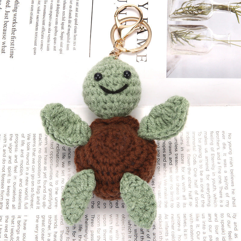 Blue Crochet Animal Face Plush and Bag Charm