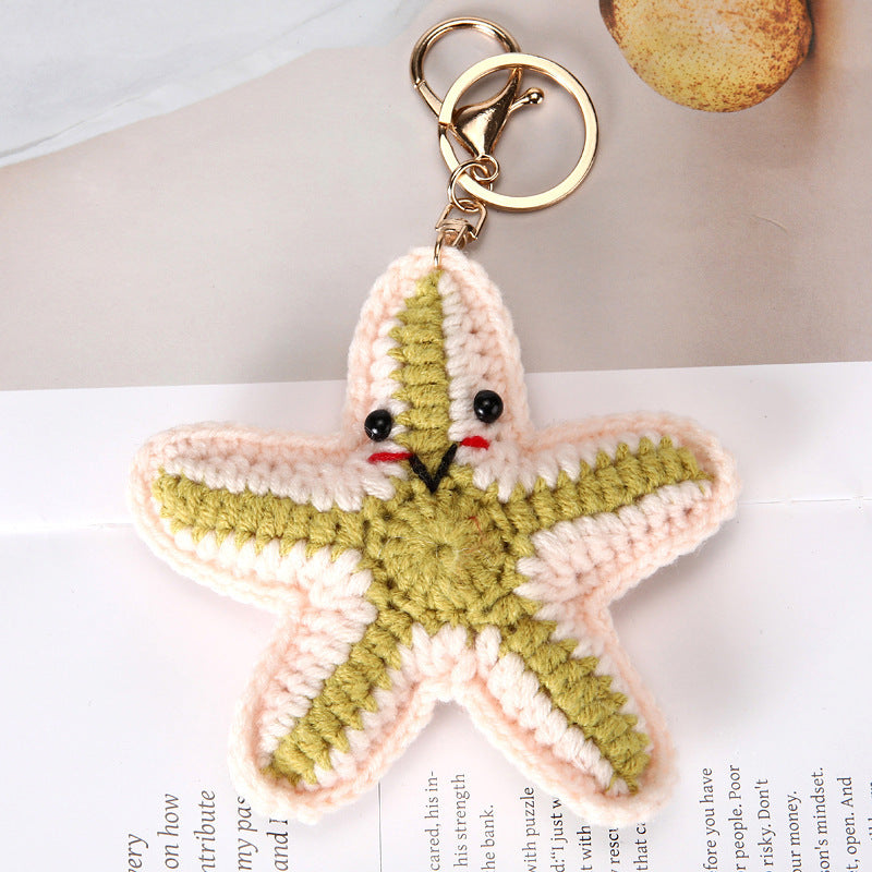 Blue Crochet Animal Face Plush and Bag Charm