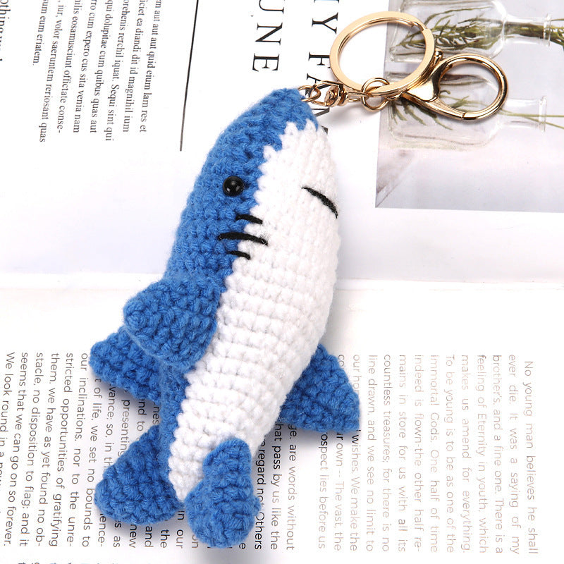 Blue Crochet Animal Face Plush and Bag Charm